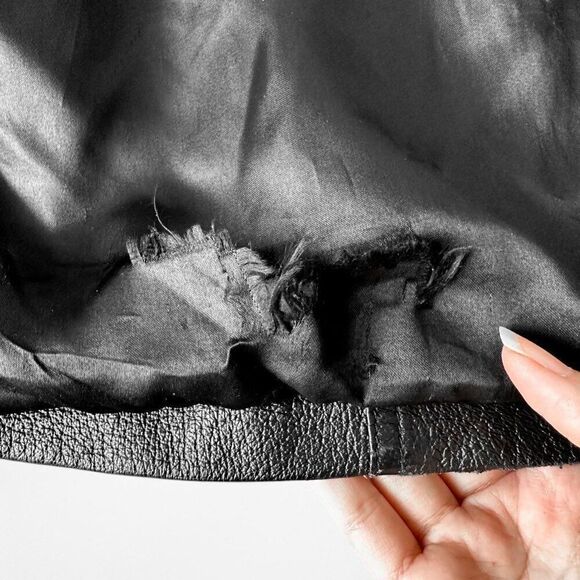 Vintage Y2K Black Leather Shoulder Padded Button Front Coat Jacket Size M - Picture 7 of 7